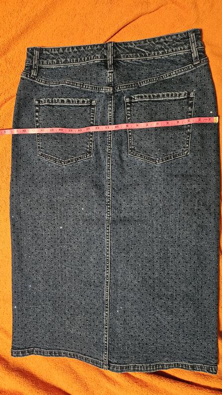 Color under different lighting, measurements size 14 & slit length, blue rhinestones close-up.