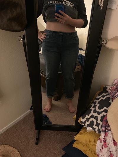 pulled up to wear they fit properly and the hem hits where it should.