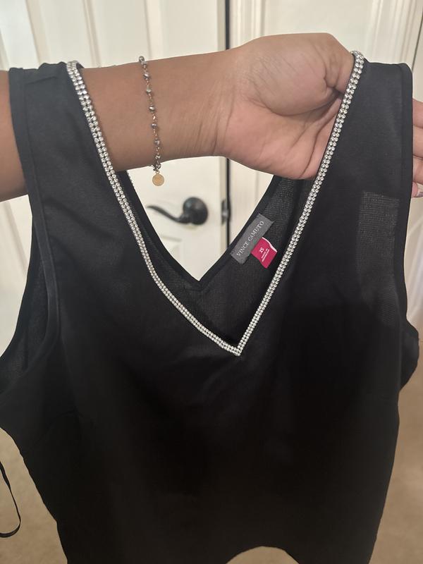 VINCE CAMUTO Rhinestone Trim Tank Top | Bloomingdale's