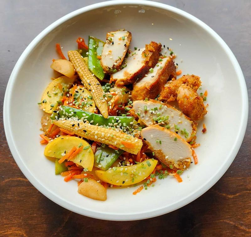 Sweet & Sour pecan chicken stir fry in Pasta Bowl