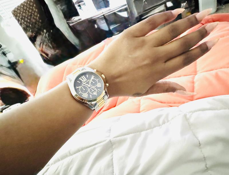 特価 ! Michael Kors Women's BradshawTwo-Tone Bracelet 腕時計 Michael Kors Bradshaw Navy Blue Dial Two Tone Steel Strap