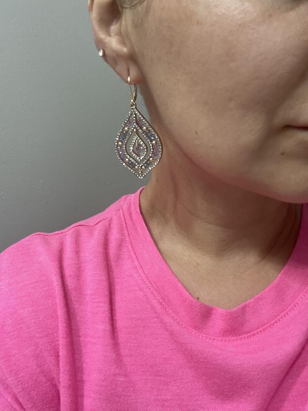 Pavé & Stone Beaded Chandelier Earrings 