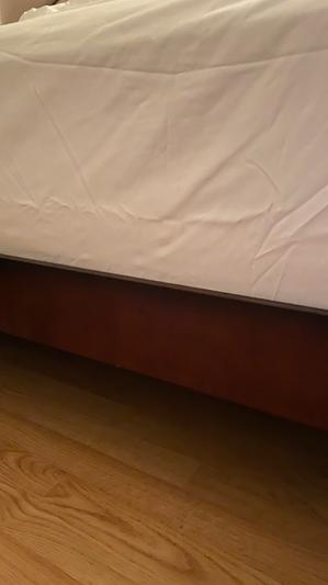 Queen size fitted sheet perfectly covers box and mattress