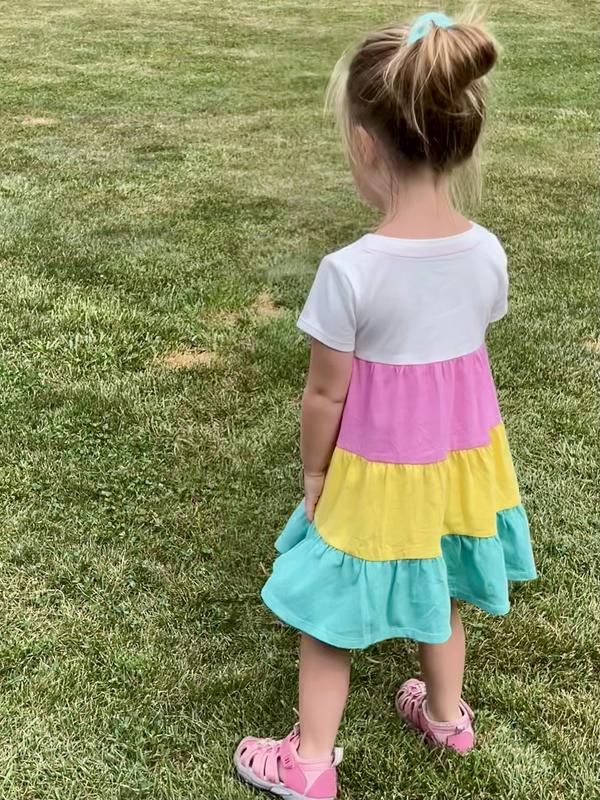 Epic Threads Toddler Girls Colorblocked Tiered Dress with Scrunchie ...