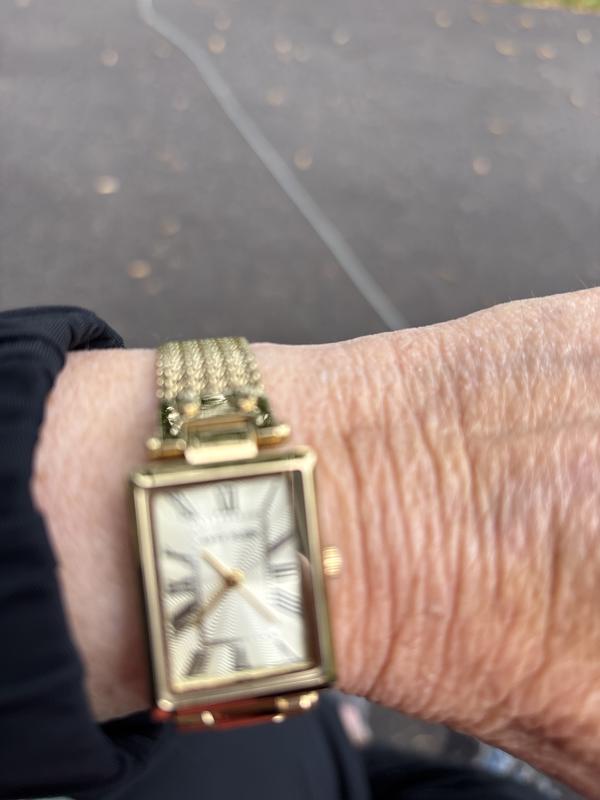 Women's Three Hand Quartz Gold-tone Stainless Steel Band Watch, 21.5mm