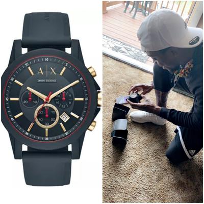 Men's Chronograph Blue Silicone Strap Watch 47mm