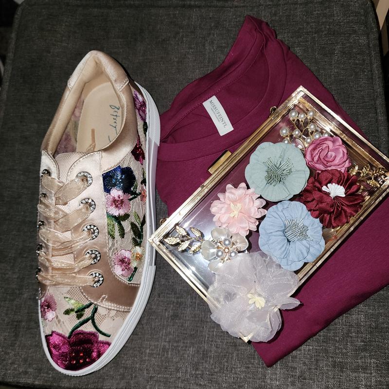 Betsey Johnson Women's Jayla Floral Embroidery Lace-Up