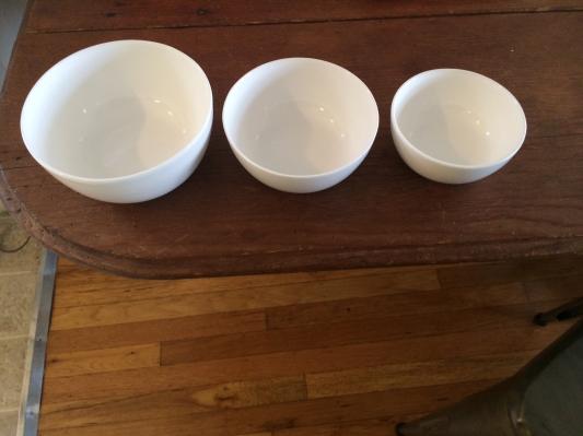 size difference: cereal bowl, berry bowl (purchased a year ago), berry bowl (purchased this year)