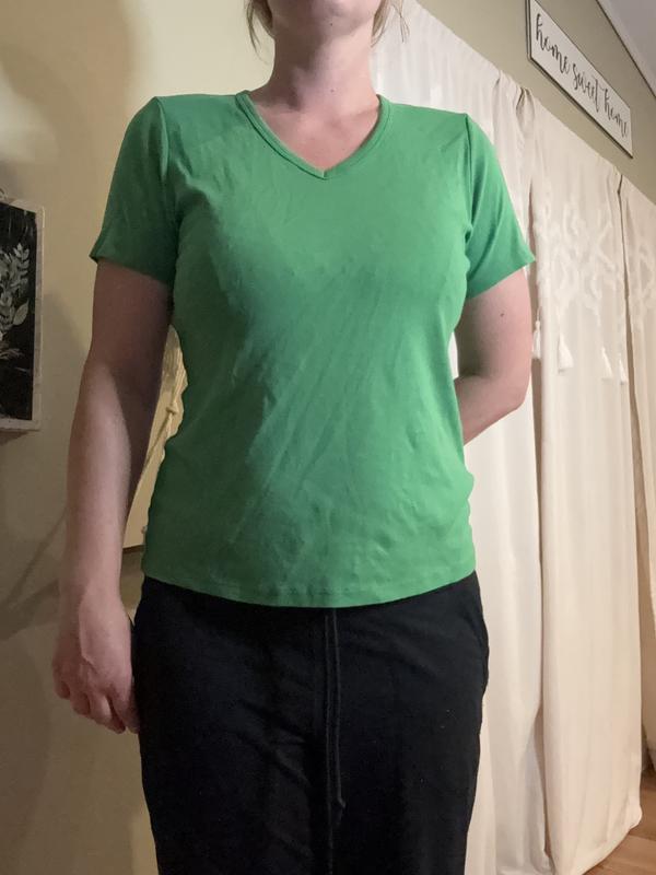 Women's Short Sleeve V-Neck Cotton Top, XS - 4X