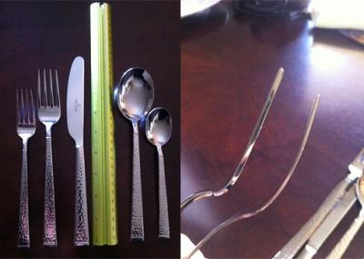 The fork prongs/tines have no curve (compared to a another fork I already own). The prongs/tines are also very thick.