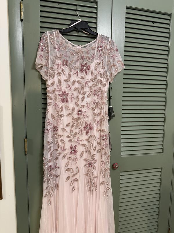 adrianna papell women's beaded mesh illusion dress Adrianna Papell main image 1