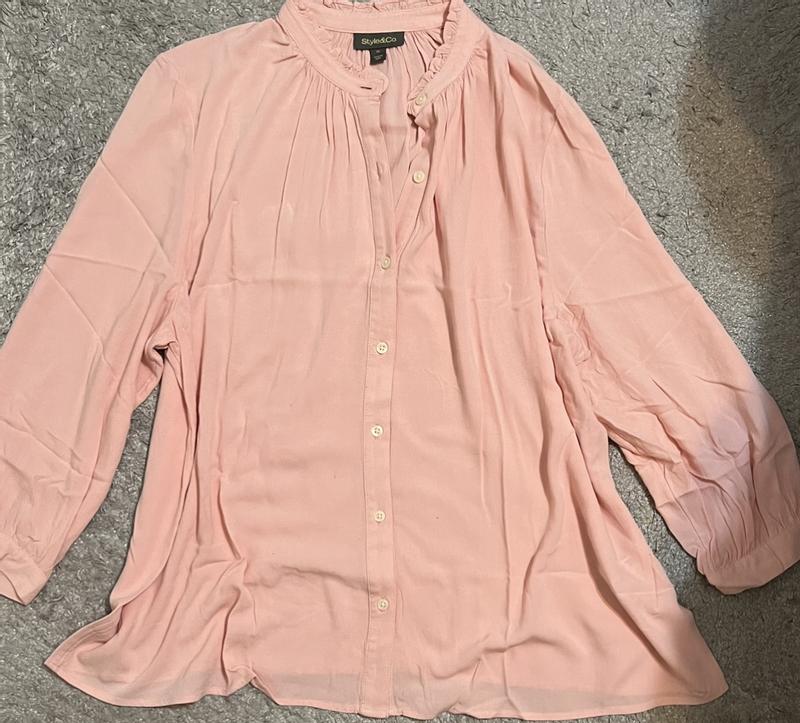 売れ筋商品|||スタイルアンドコー カットソー トップス レディース Women's Printed Long-Sleeve Ruffle-Neck Blouse, Exclusively at Macy's Patchwork Print Style & Co Women's Printed Split Neck Ruffle Trim Long