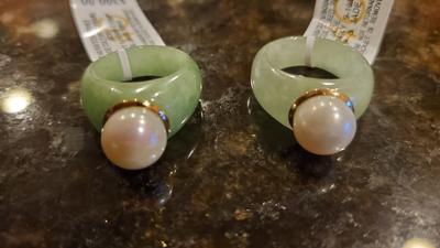 Cultured Freshwater Pearl Jade Ring in 14k Gold 9mm Macy s