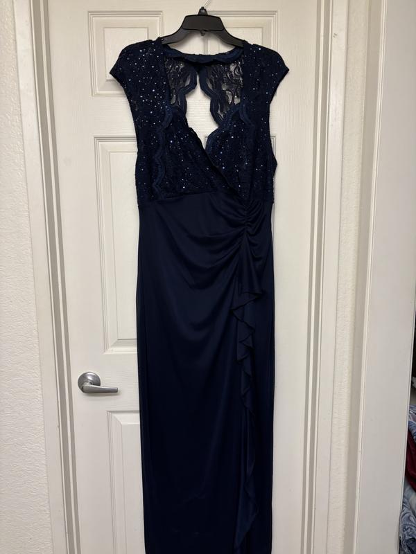 connected apparel navy lace dress Connected Apparel Navy Lace Cap Sleeve Sheath Dress Women Size 12P