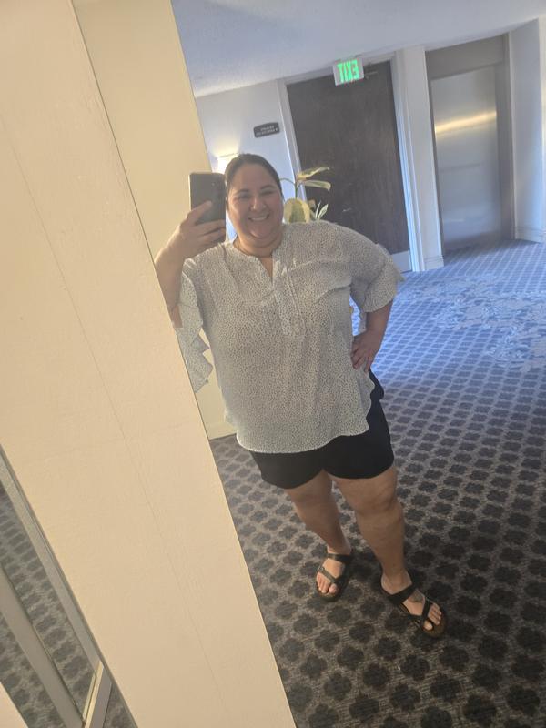Plus Size Split-Neck Ruffle-Sleeve Blouse
