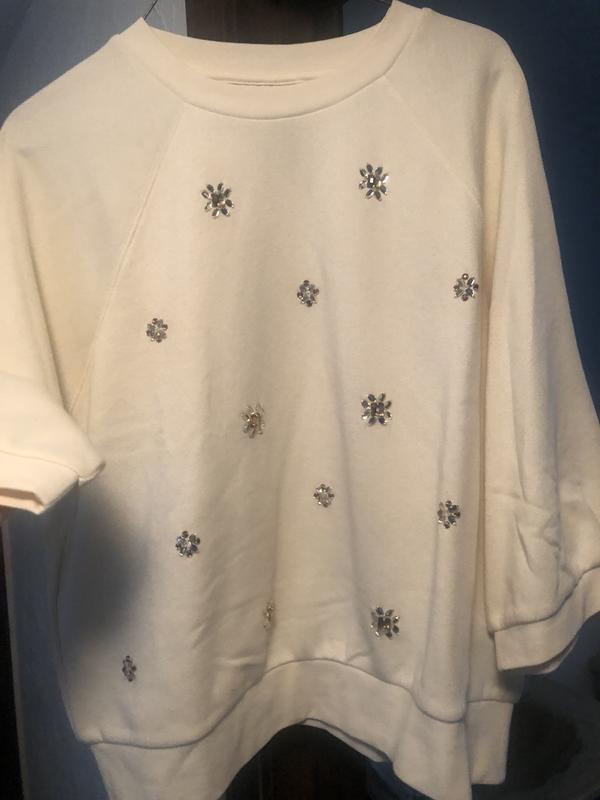 Light cream colored sweater with bling