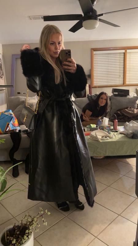 no heels, jacket comes down too close to floor