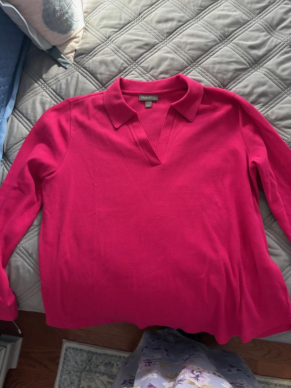 Vibrant berry waffle polo top