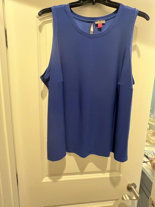 売れ筋商品|||ヴィンスカムート カットソー トップス レディース Women's Crewneck Split Back Keyhole Tank Top Classic Navy Vince Camuto Women's Crewneck Split Back Keyhole Tank Top