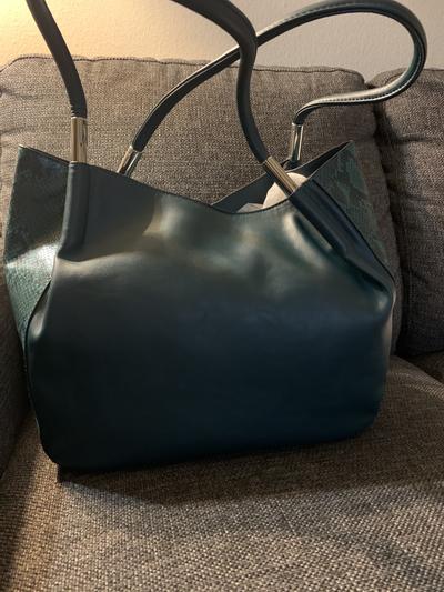 Alfa I Bangle Detail Tote in petrol snake