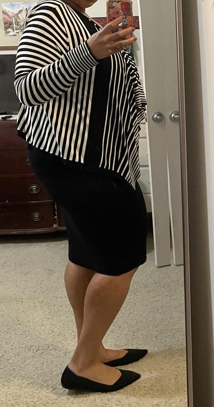 Paired with a waterfall sweater. Love the look!