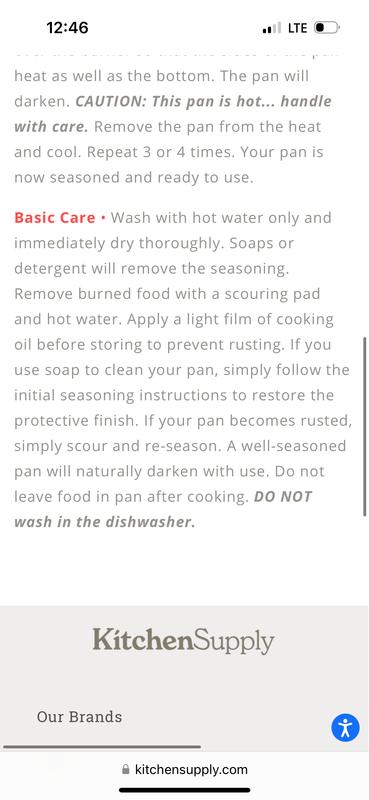 Pan preparation instructions
