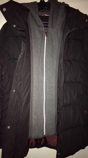 inside of coat, when coat is unzipped