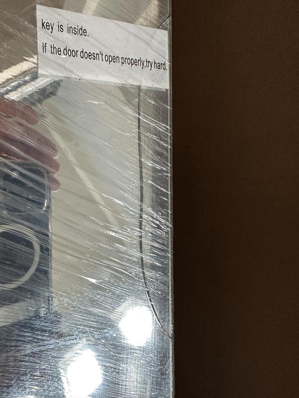 Cracked mirror on the edge.  Opened the box and it was like this.  The item is still wrapped in the plastic wrap.  It was packaged well, so it is almost like it was broken when they boxed it up but boxed it up anyway. Very disappointing.