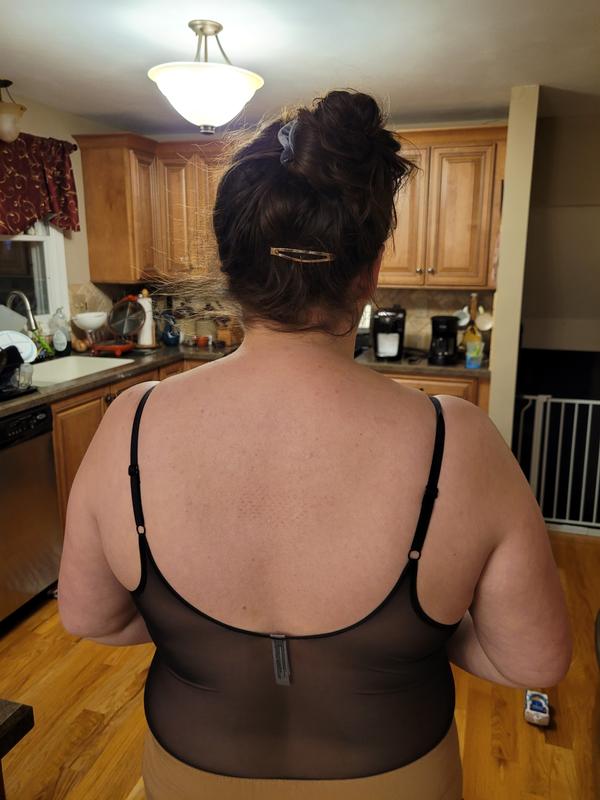 Sheer fabric and a low back