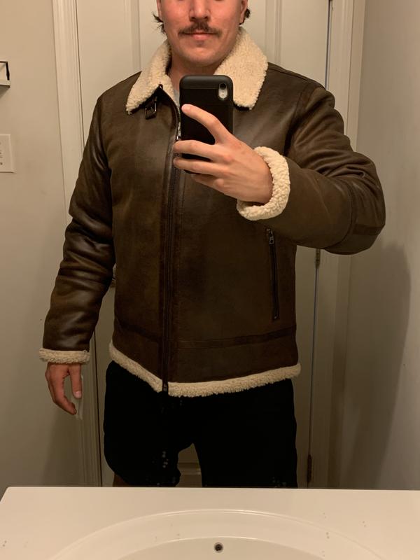 Men's Classic Faux newest Shearling B-3 Bomber Jacket