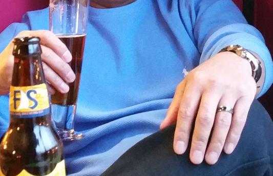 Mens solid waffle-knit crew-neck in Harbor Island blue.