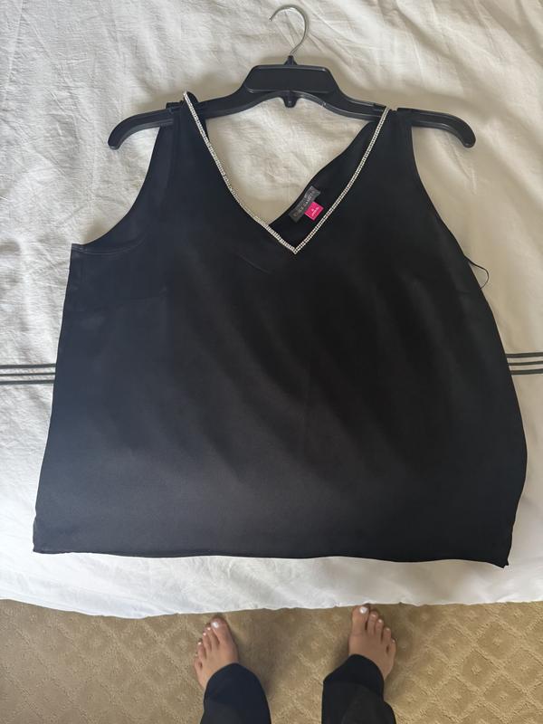 VINCE CAMUTO Rhinestone Trim Tank Top | Bloomingdale's