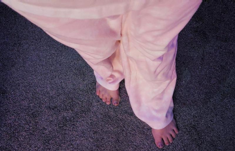 I would usually wear a large, but mediums fit perfectly and they have a drawstring if they need to be tightened!