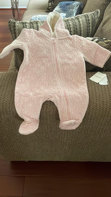 Baby Gap Ivory Marshmallow Fleece Snowsuit - Cozy Hooded Bunting With Bear Ears & Hand Covers