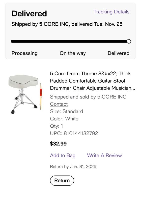 Order detail, the expected item