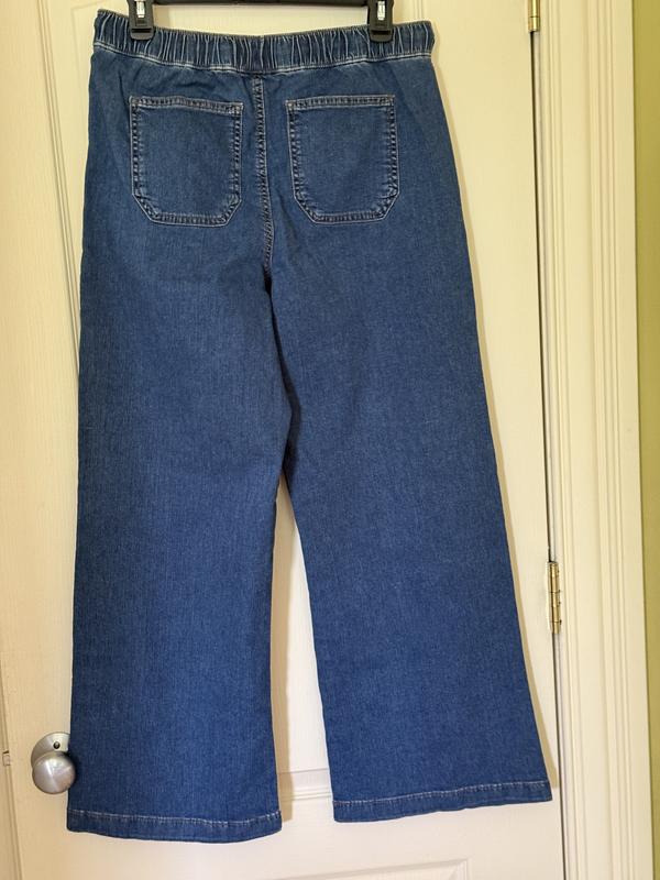 Petite High-Rise Pull-On Wide-Leg  Jeans, Exclusively at Macy's