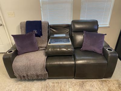 Furniture CLOSEOUT Oaklyn 84 Leather Sofa With Power Recliners Power Headrests USB Power Outlet and Drop Down Table Macy s