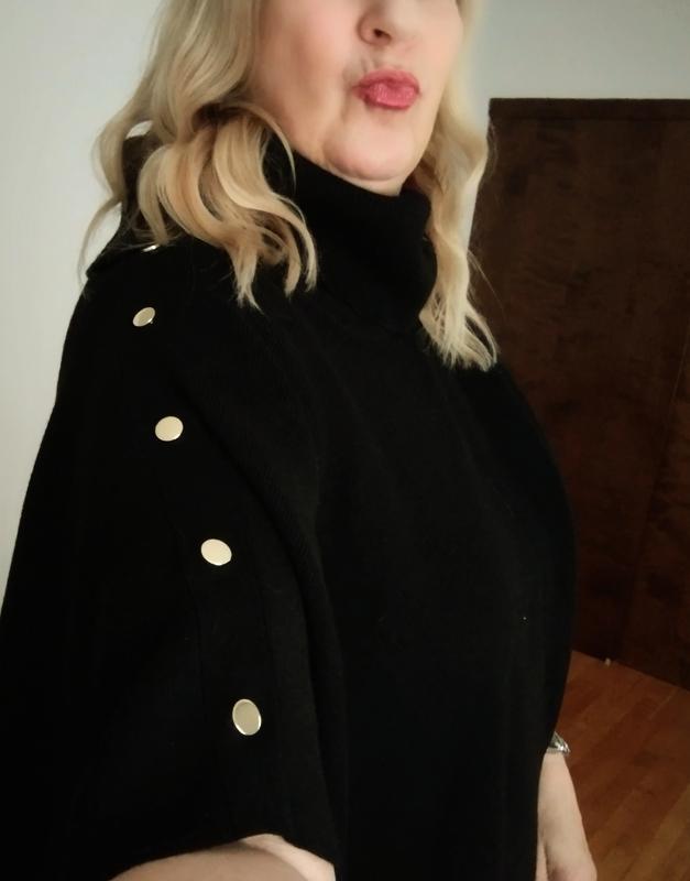 Black cowl neck poncho