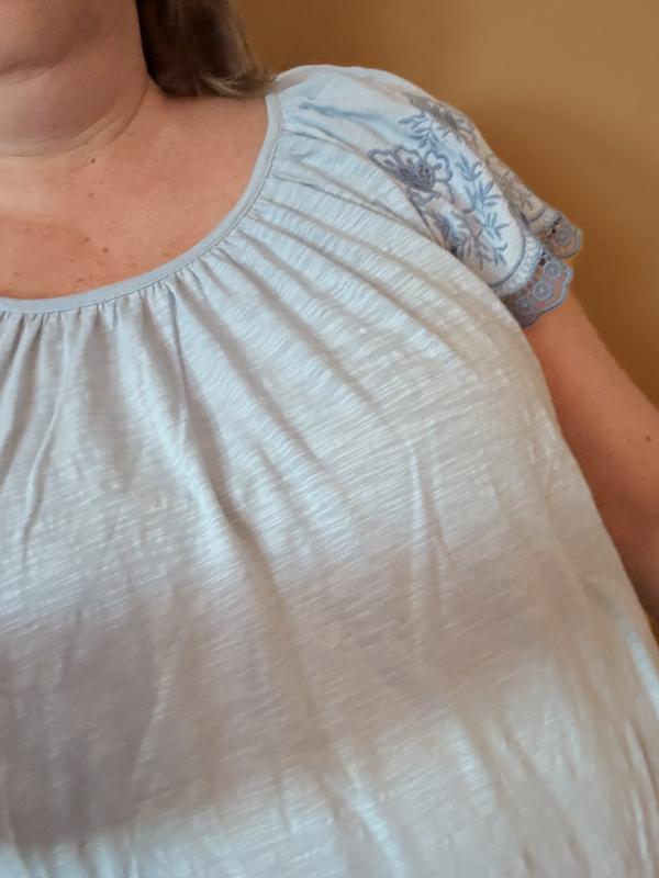 売れ筋商品|||スタイルアンドコー カットソー トップス レディース Women's Scoop-Neck Embroidered Short-Sleeve Top, Exclusively at Macy's Flutter White Style & Co Women's Scoop-Neck Embroidered Short-Sleeve Top