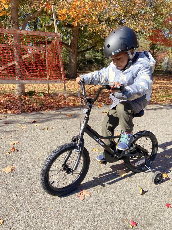 His first time riding a bike.