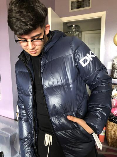 My son, styling the coat