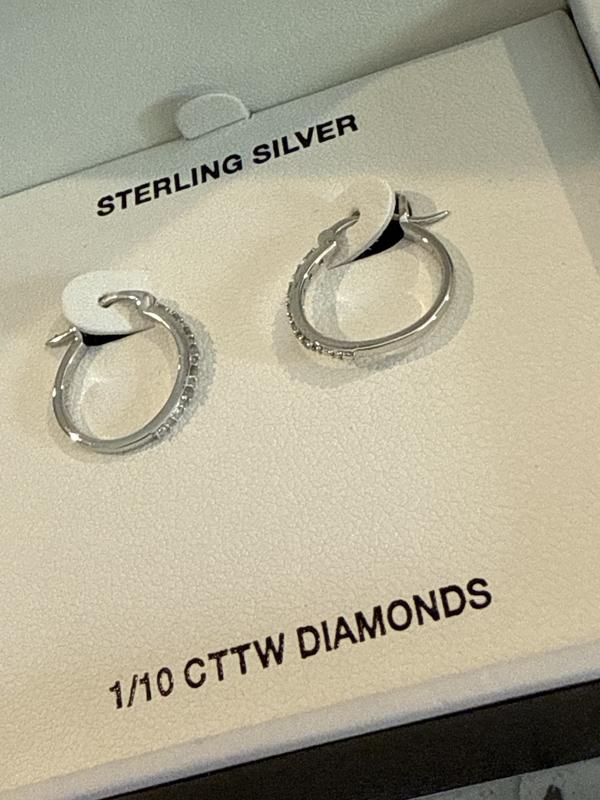 Diamond Hoop Earrings (1/10 ct. t.w.) in Sterling Silver