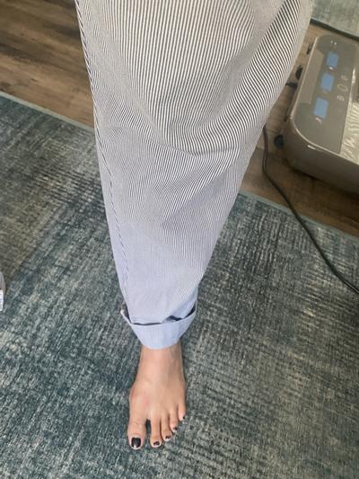 Pant came true to ankle, but not sure if they would be if it was the correct fit.
