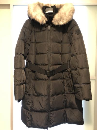 Front of coat with belt detail