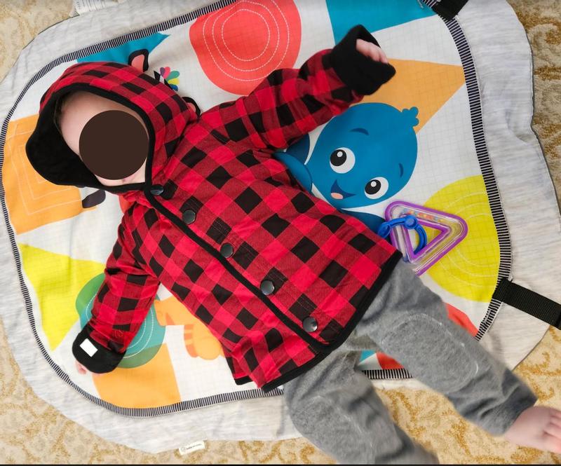 Plaid with black trim.