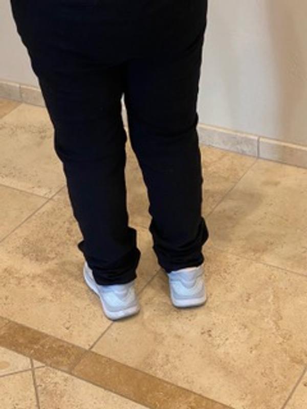 Different views of pants and picture of the top to show the fake pockets