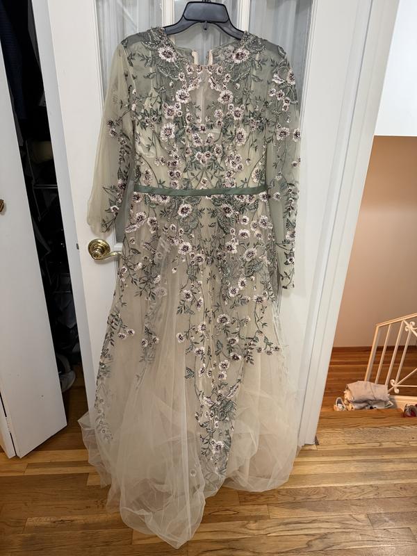 Dress from front, you can see one sleeve is shorter than the other.