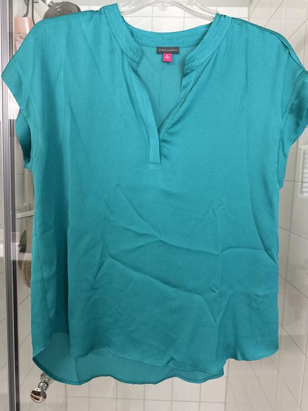 Vince Camuto Women's Printed Split Neck Short-Sleeve Blouse