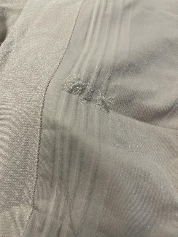 The elastic is breaking apart. I bought six pairs and all of them are having the same problem.