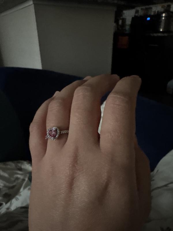 Elevated Pink Heart Sterling Silver Ring